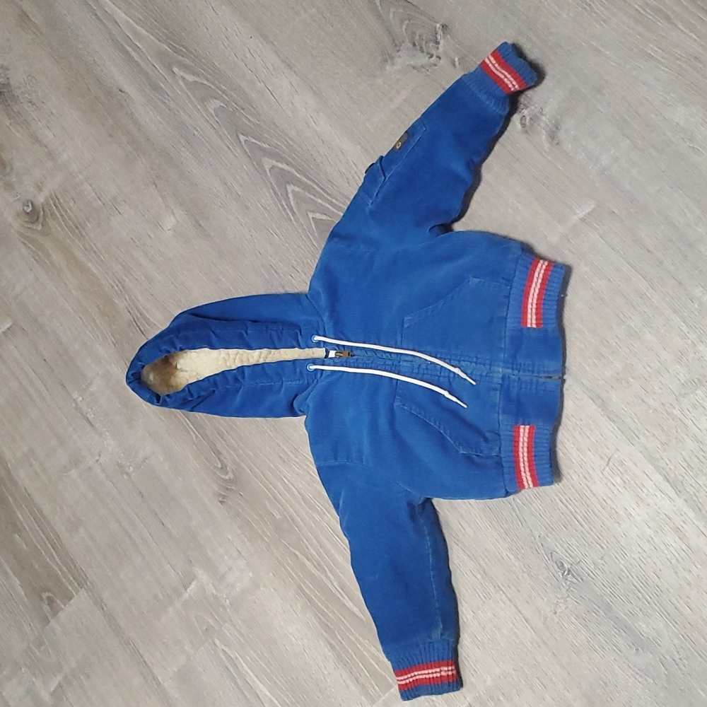 Vintage OshKosh Genuine Article Kids Hooded Velvet Jacket Made in USA Size 2